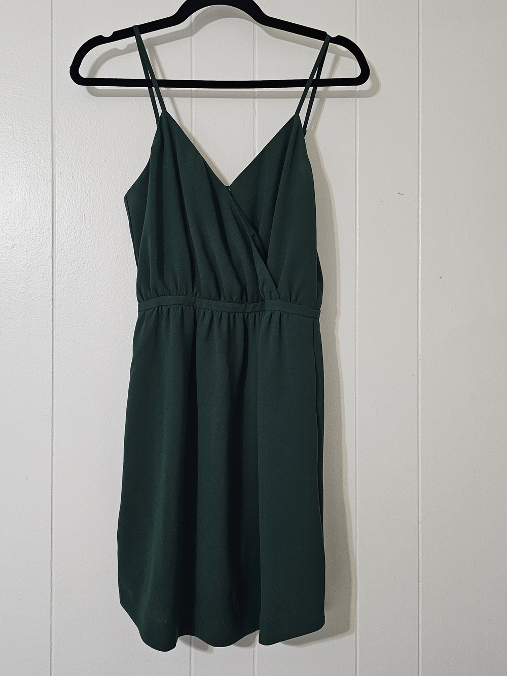 Madewell Green Mini Dress Size 2 V Neck Strappy Pockets Flowy Casual